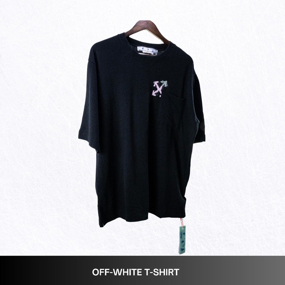 Off-White Graffiti Puppets Skate T-Shirt Men, Black/Pink, Size L, Brand New